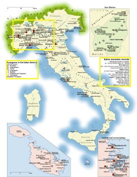 Regional map of Italy, San Marino and Malta 